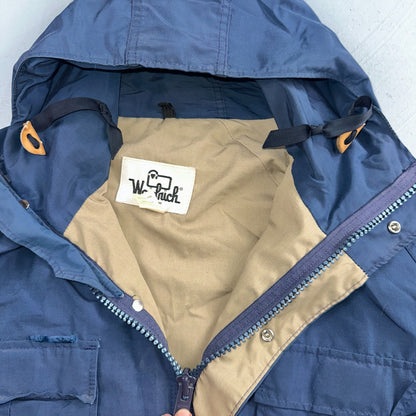 VTG Woolrich USA Mountain Parka Shell Jacket Blue Hiking 1970s 70s Blue Large