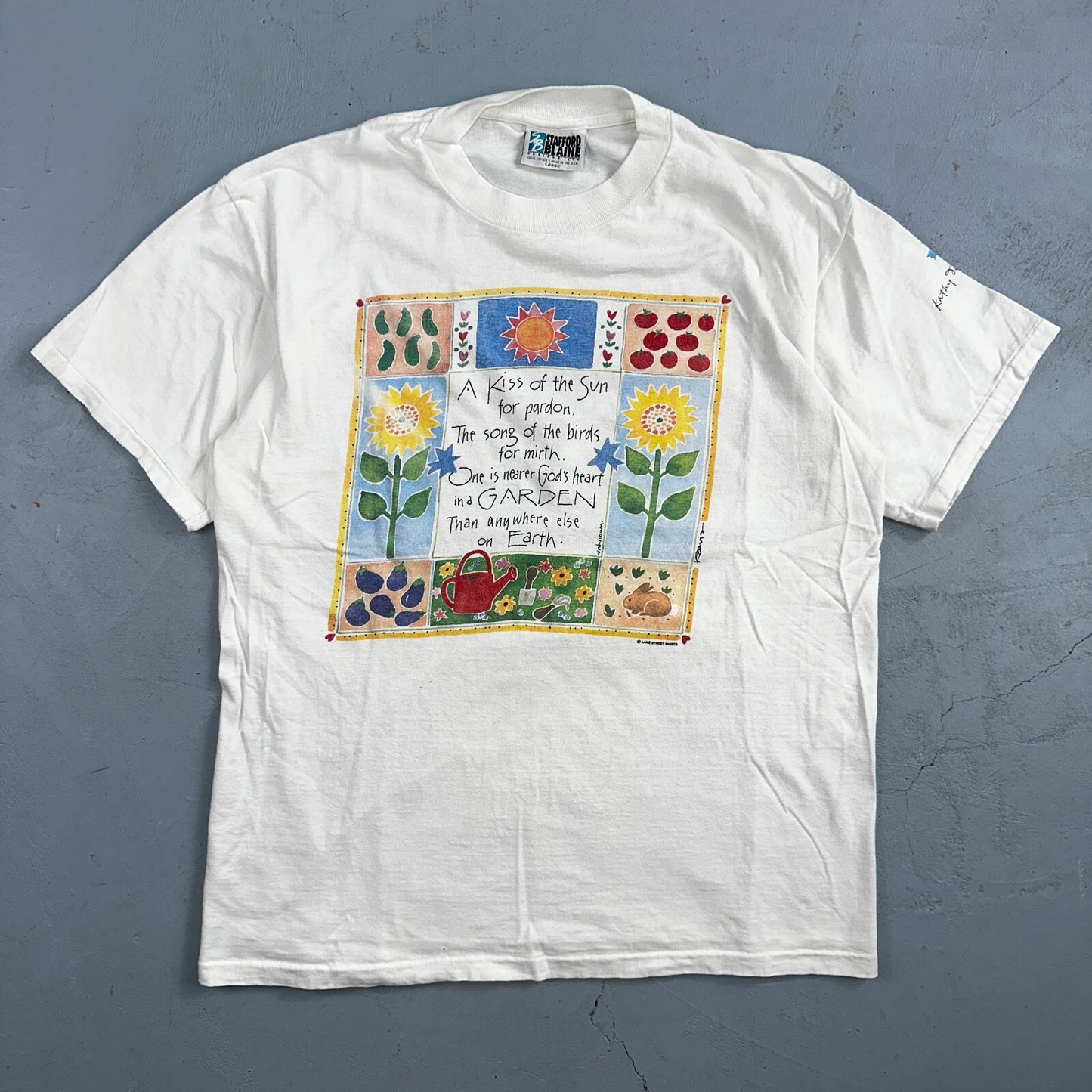 Garden Earth Artsy Art Hipster VTG T Shirt Kathy Davis Designs 90s Single Stitch