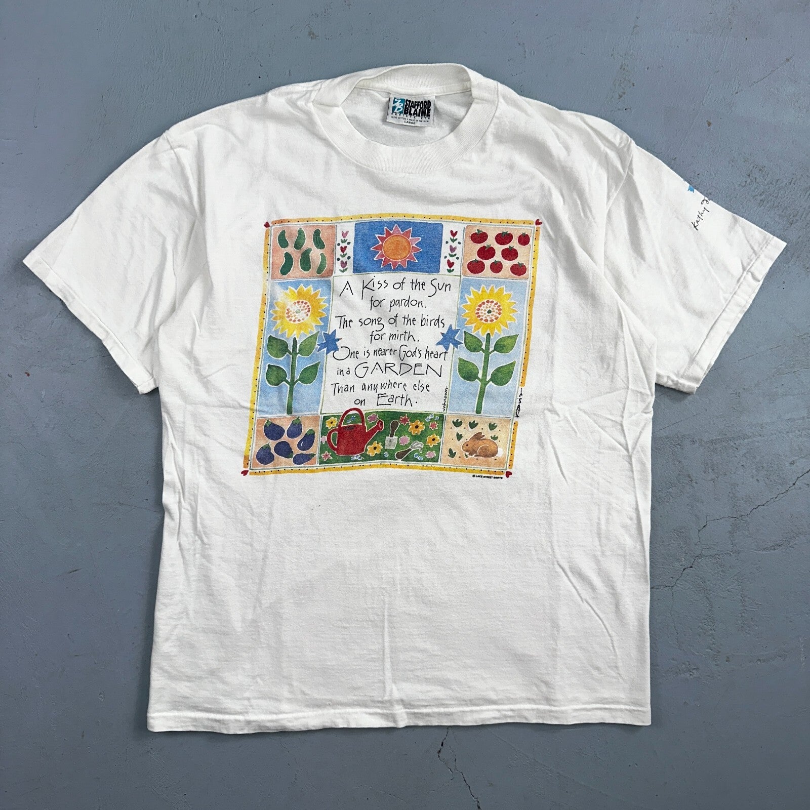 Garden Earth Artsy Art Hipster VTG T Shirt Kathy Davis Designs 90s Single Stitch