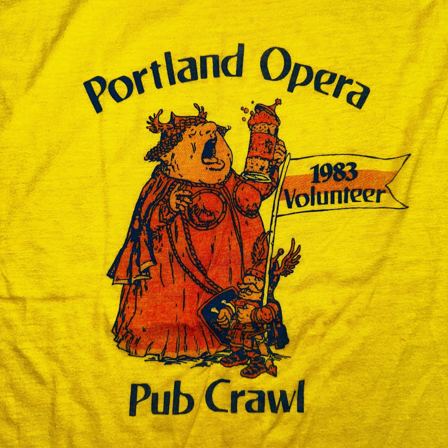 Portland Opera 80s VTG T Shirt Screen Stars XL Yellow Pub Crawl 1983 Miller PDX