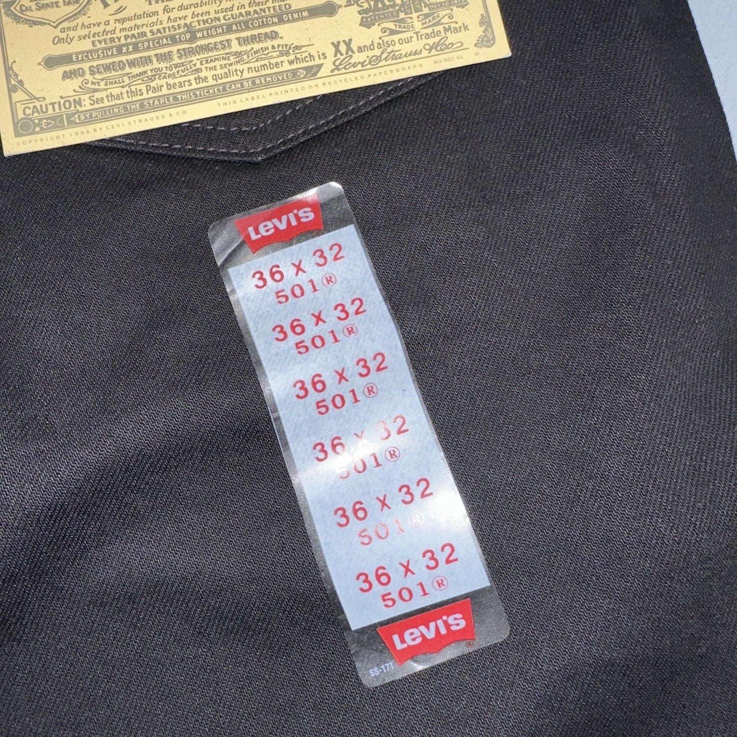 Levis 501 Deadstock Vintage 90s USA XX Straight Leg Jeans Black Dark Wash 36x32