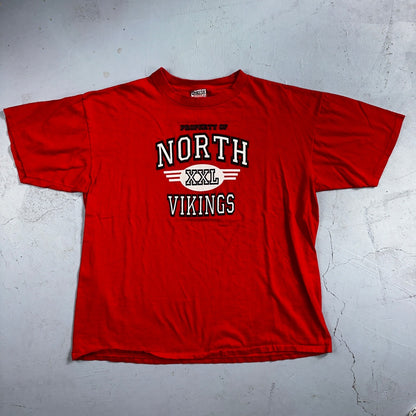 Oneita VTG T Shirt Property Of North Vikings Salem Oregon 1990s 90s Red Gym Tee