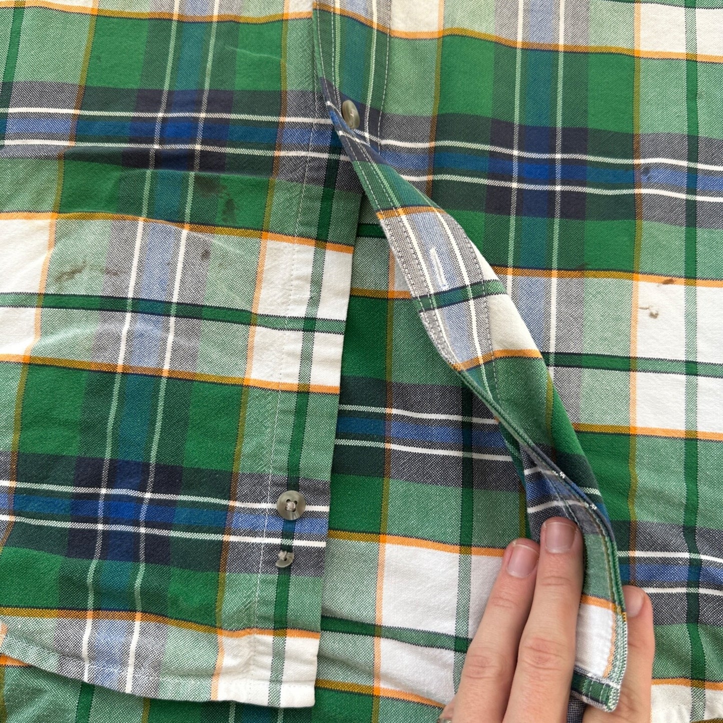 Wrangler Shirt 2XL XXL Green Blue Plaid Cowboy 90s Western Button Casual Mens