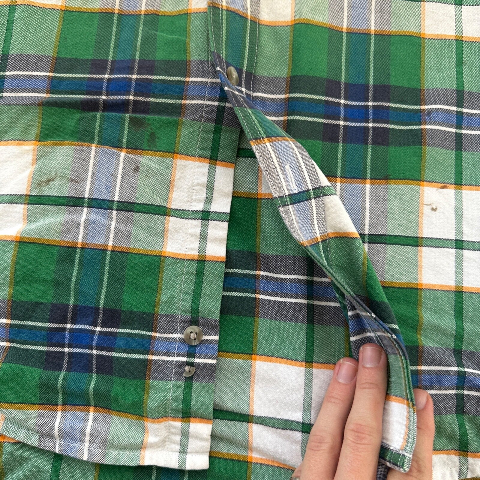 Wrangler Shirt 2XL XXL Green Blue Plaid Cowboy 90s Western Button Casual Mens