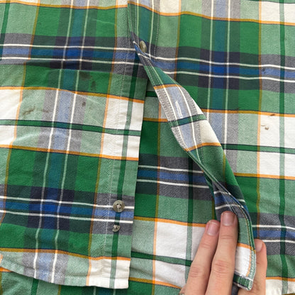 Wrangler Shirt 2XL XXL Green Blue Plaid Cowboy 90s Western Button Casual Mens