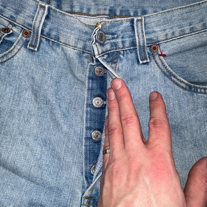 Levis 501 Vintage Y2K Hungary Straight Leg Jeans 33x34 90s Light Wash Act 31x32