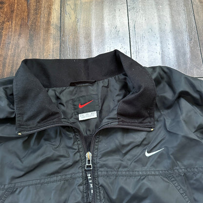 VTG 90s Nike Windbreaker Track Jacket XL Black Basic Simple Has Flaws