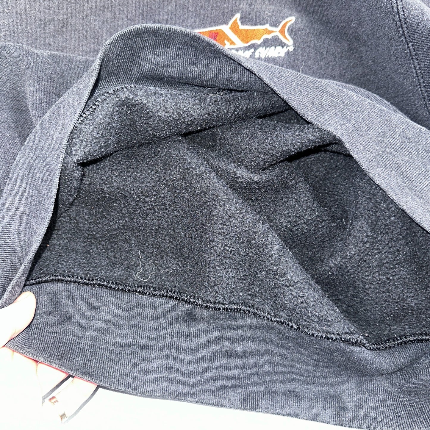 Oneita Shark Sweatshirt L 1990s VTG Crewneck Dive Swim Black Ocean Rap Fish