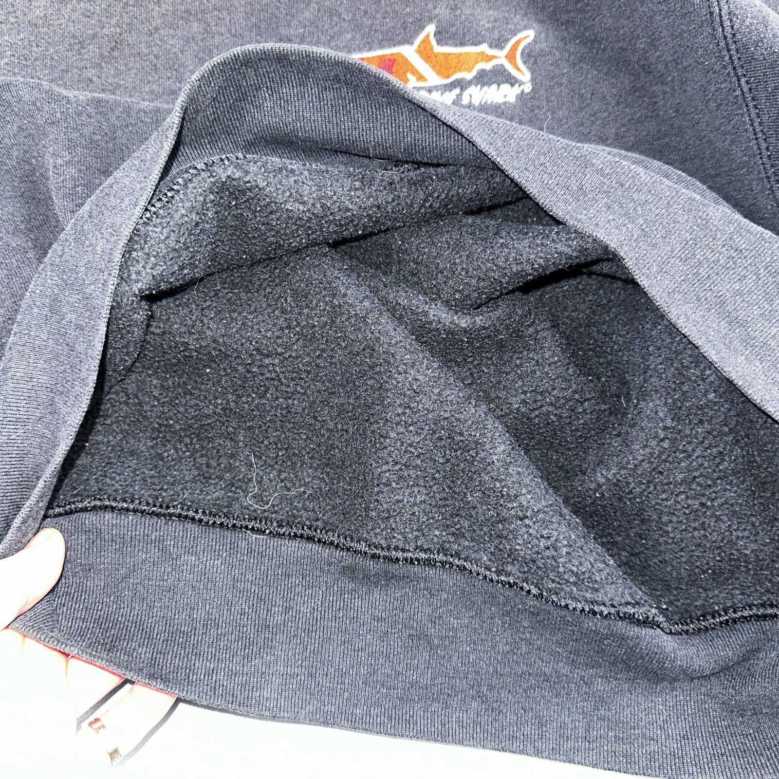 Oneita Shark Sweatshirt L 1990s VTG Crewneck Dive Swim Black Ocean Rap Fish