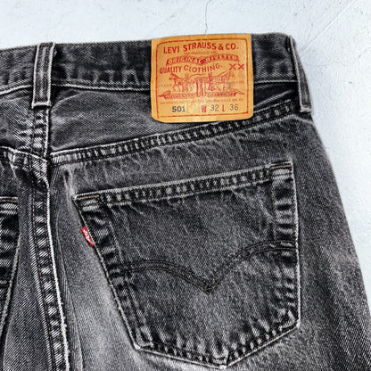 Levis 501 Vintage 90s USA XX Straight Leg Jeans Black Light Wash 32x36 Act 30x27