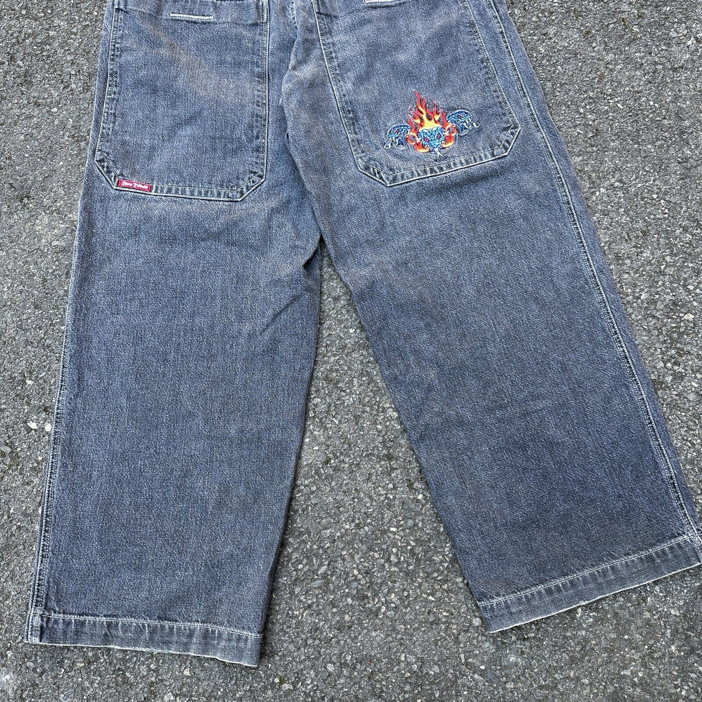 VTG JNCO Jeans Men's 38x32 Y2K Skater Wide Leg Flaming Snakes Skate Emo Grunge