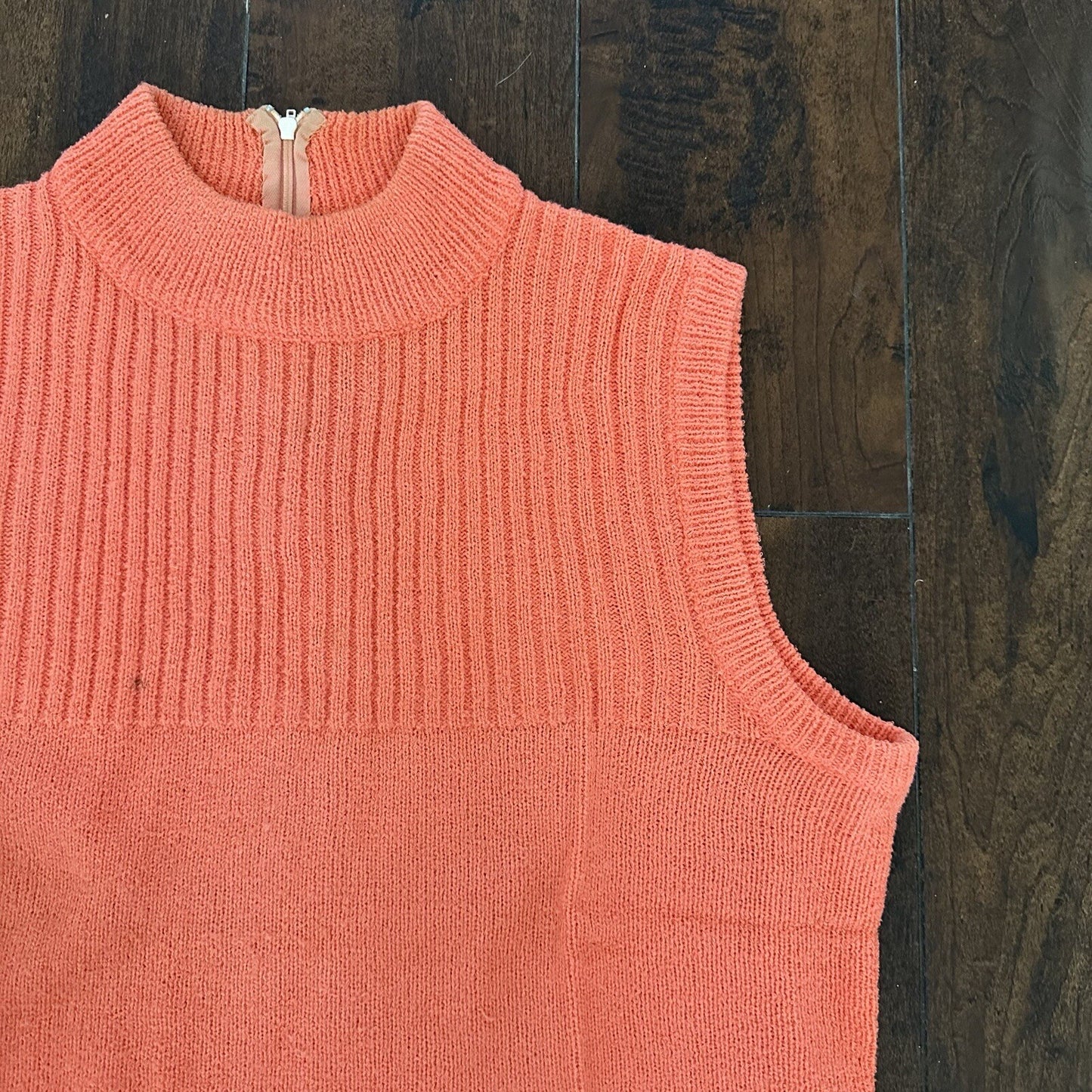 Vintage USA Rockabilly Womens Shirt Terry Cloth Orange Tank Shirt 70s 80s Cut