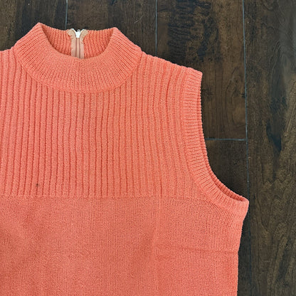 Vintage USA Rockabilly Womens Shirt Terry Cloth Orange Tank Shirt 70s 80s Cut