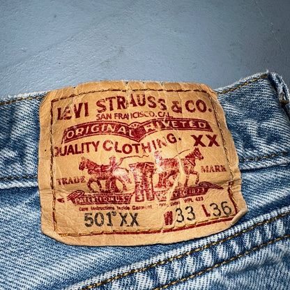 Levis 501 Vintage Y2K XX Straight Leg Jeans 33x36 Light Wash 2000s Act 31x32