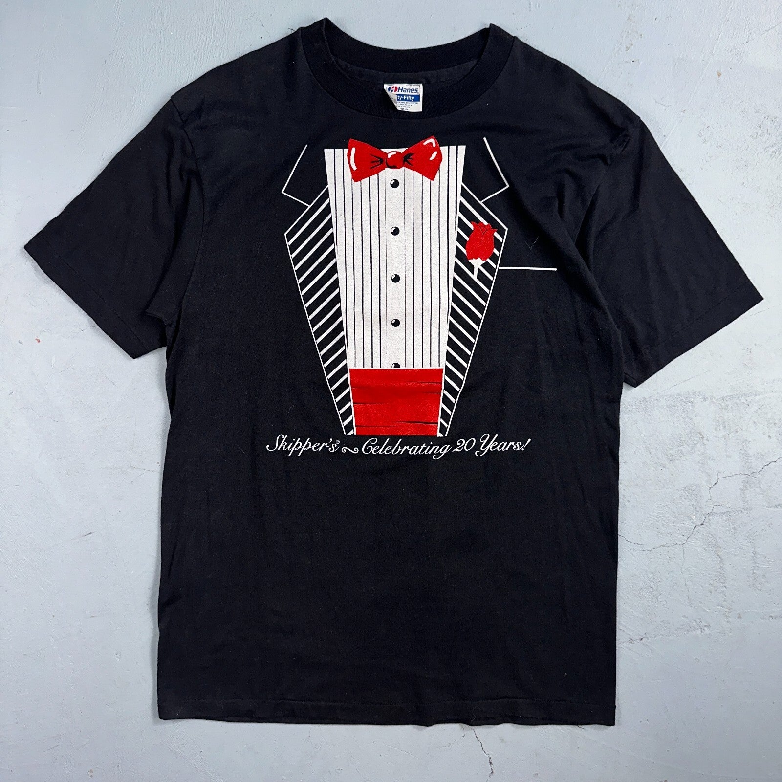 Tuxedo Black Hanes 80s VTG T Shirt 1980s Funny Joke Graphic Suit Tie Dressy