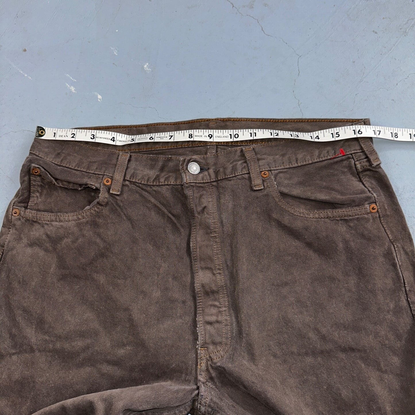 Levis 501 Vintage 90s USA XX Straight Leg Jeans Overdyed Brown 36x30 Act 33x29