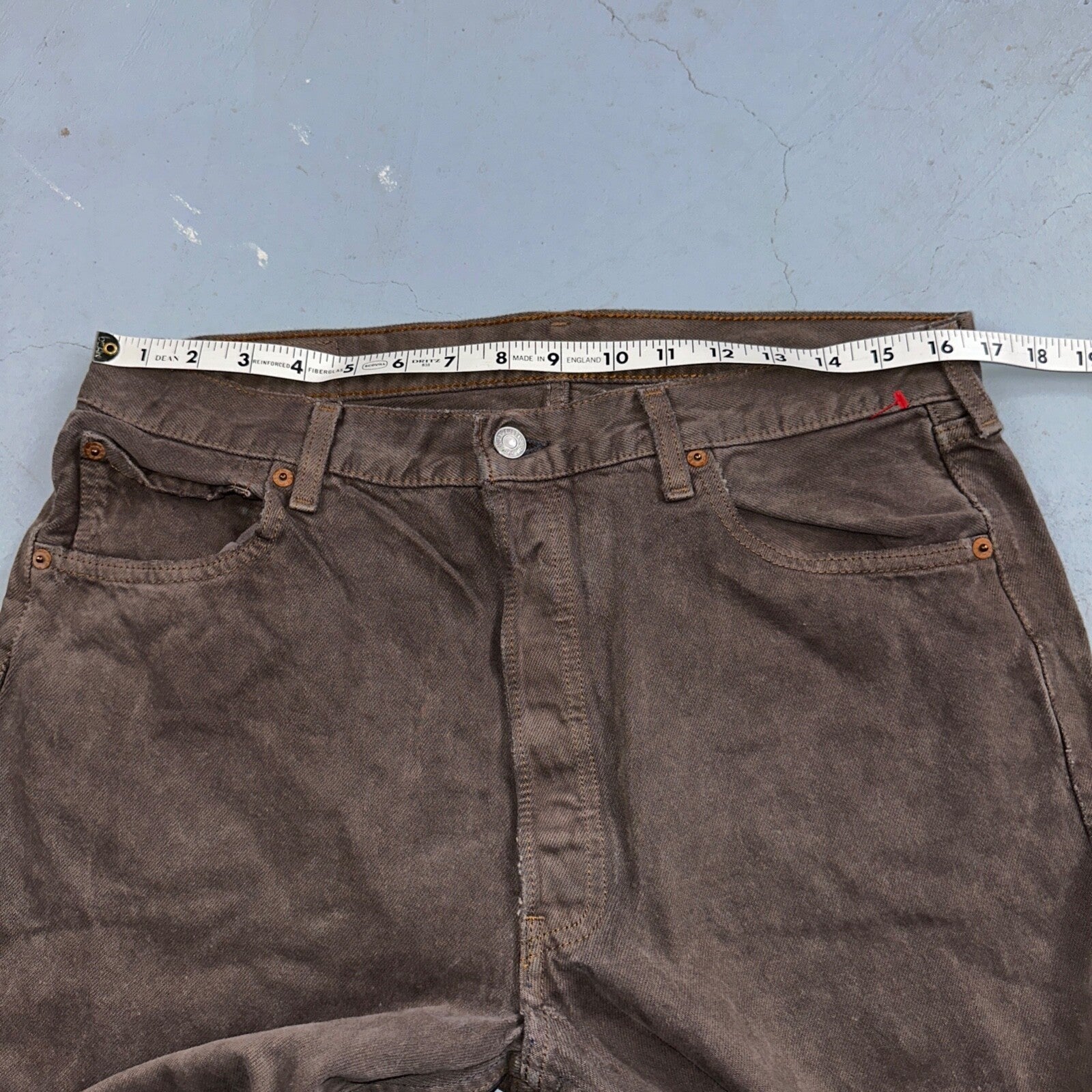 Levis 501 Vintage 90s USA XX Straight Leg Jeans Overdyed Brown 36x30 Act 33x29