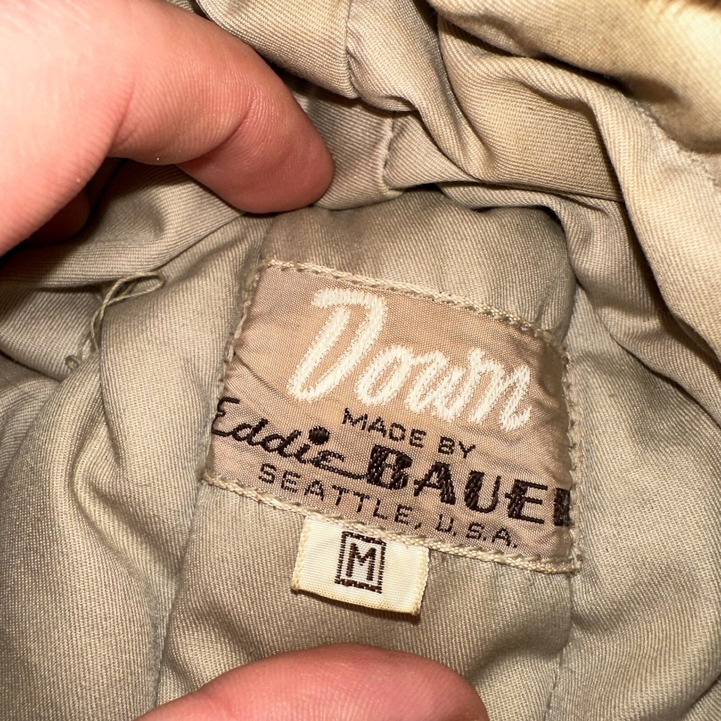 Vintage Eddie Bauer Goose Down Cap Hat Trapper Faux Fur Ear Flaps M 1960s Rare