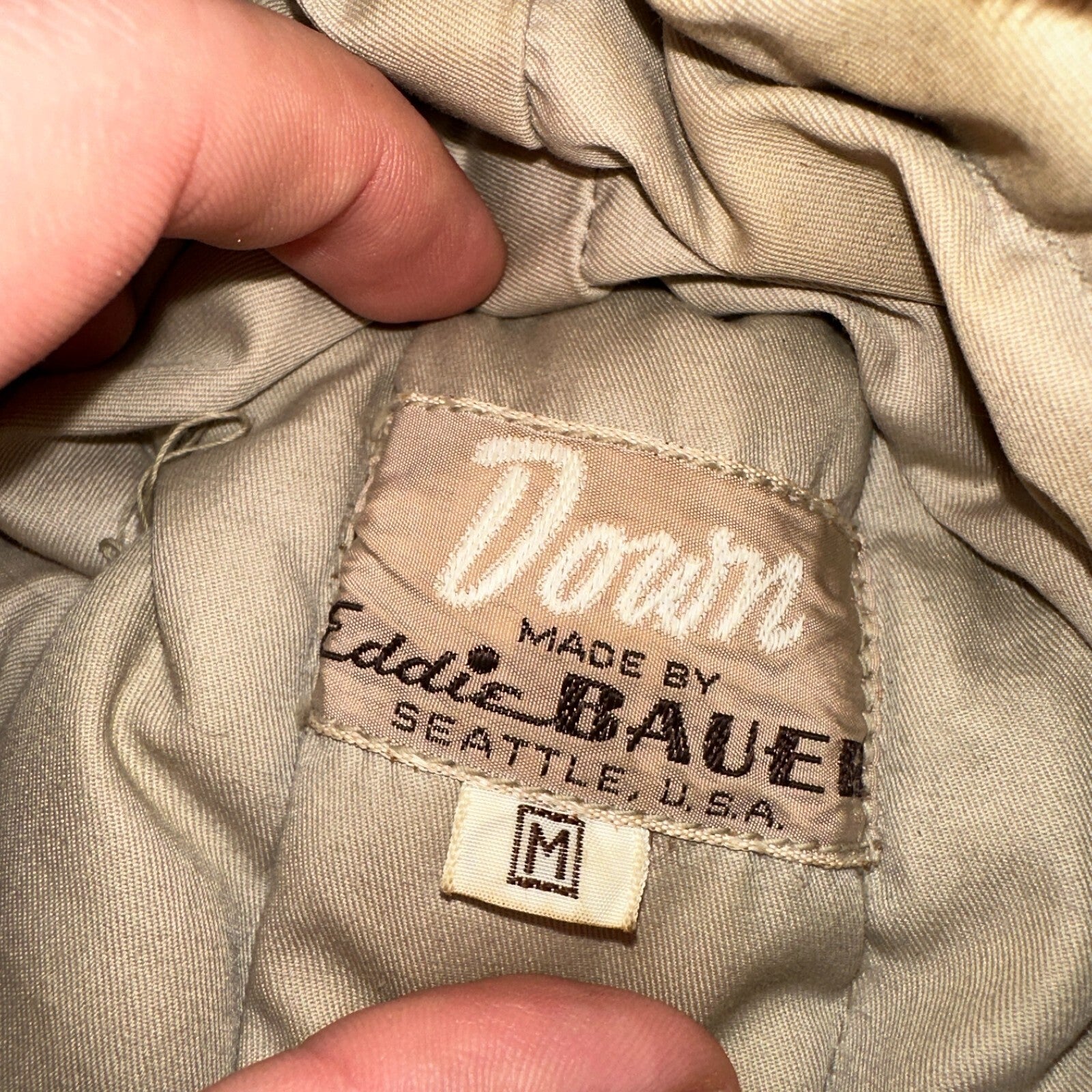 Vintage Eddie Bauer Goose Down Cap Hat Trapper Faux Fur Ear Flaps M 1960s Rare