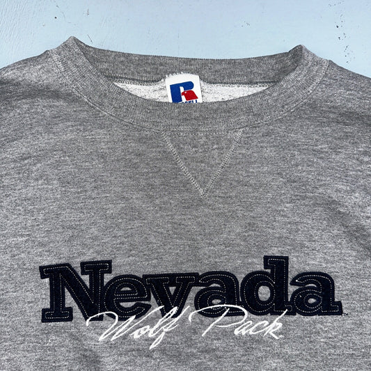 Russell Athletic Sweatshirt XL Nevada VTG Crewneck Wolf Pack Sweat Gray Sports