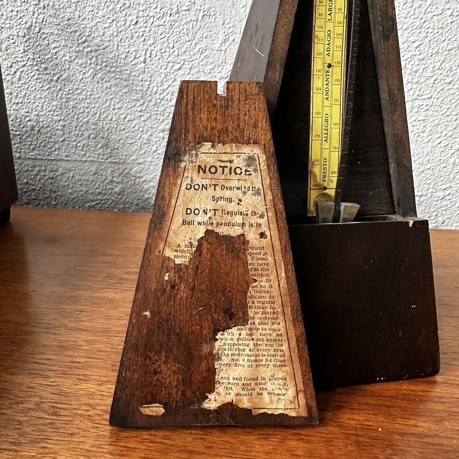 Hollande Angleterre Improved Maelzel Metronome Windup Wood Vtg Antique Paris