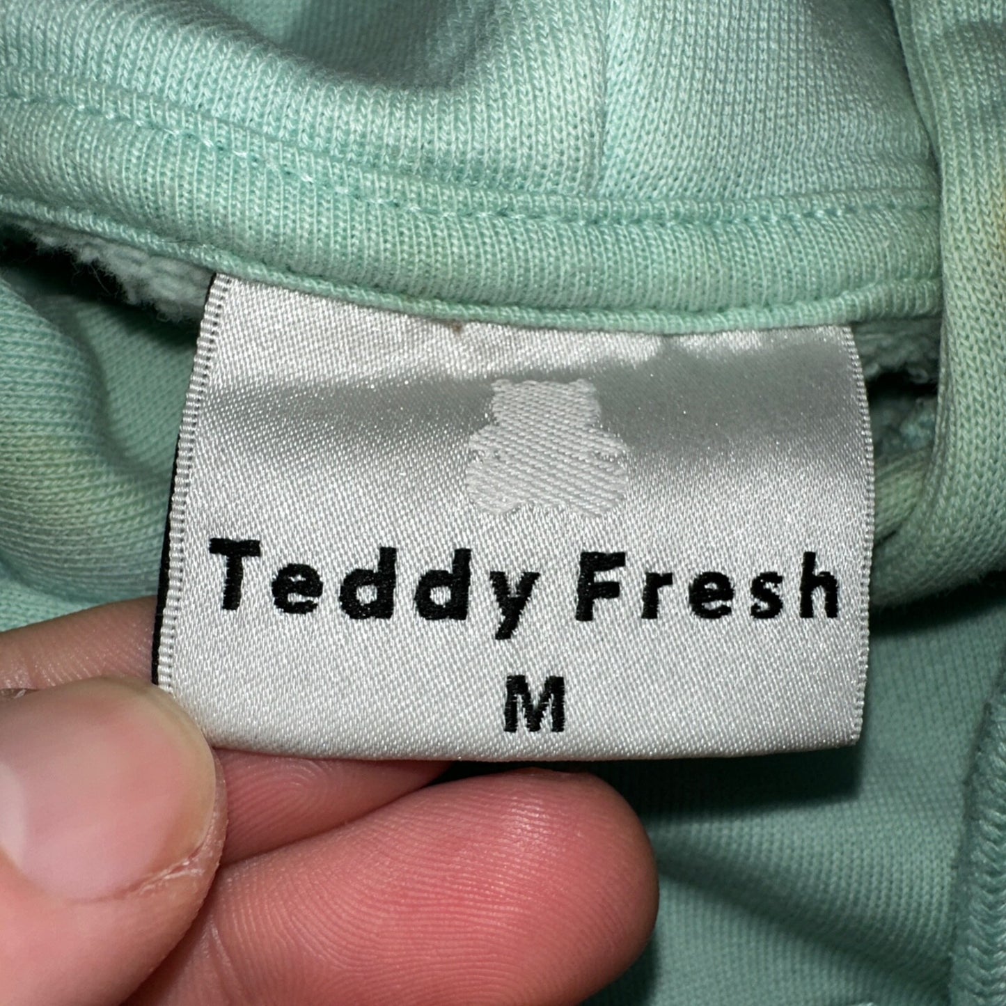 Teddy Fresh Size M Embroidered Logo Hoodie Sweatshirt Pastel Color Block