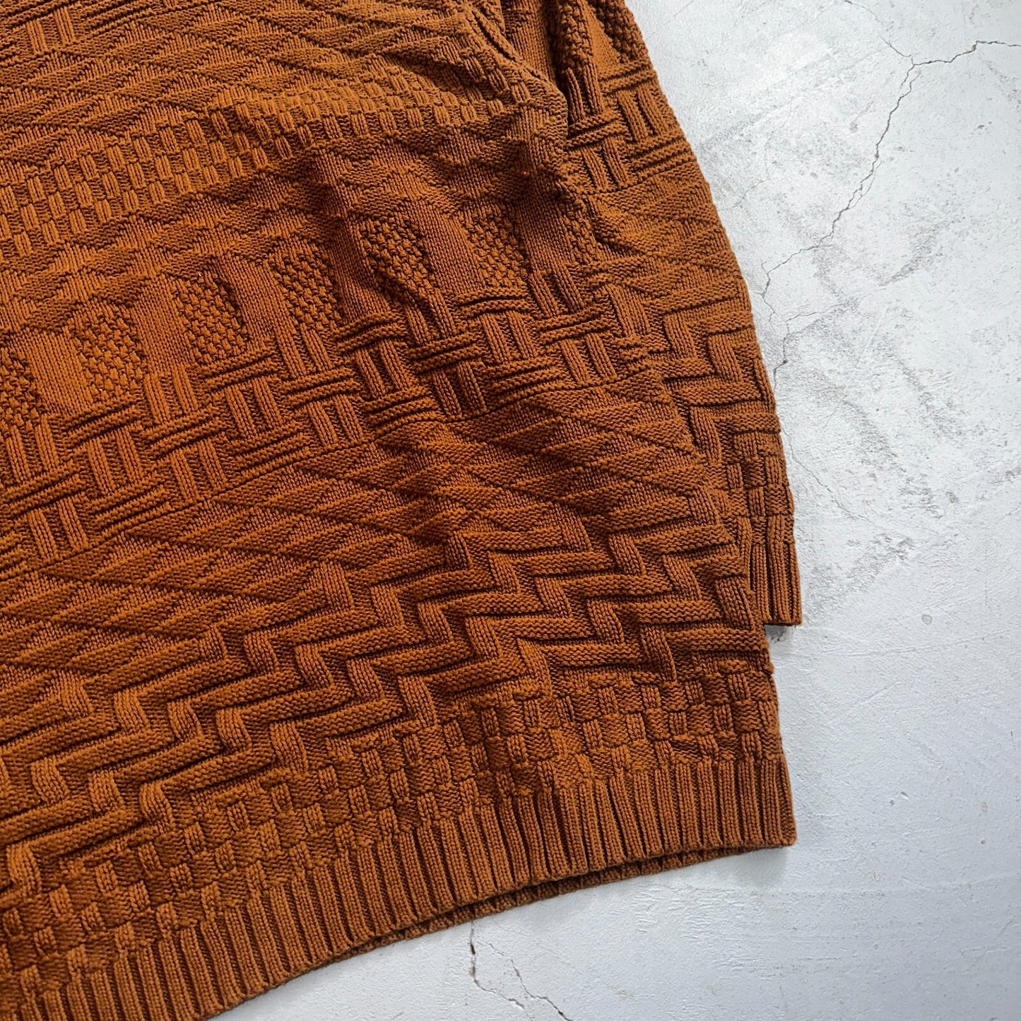 Vintage Saks Fifth Avenue Sweater 100% Cotton Mens M Brown Pullover Mock Neck