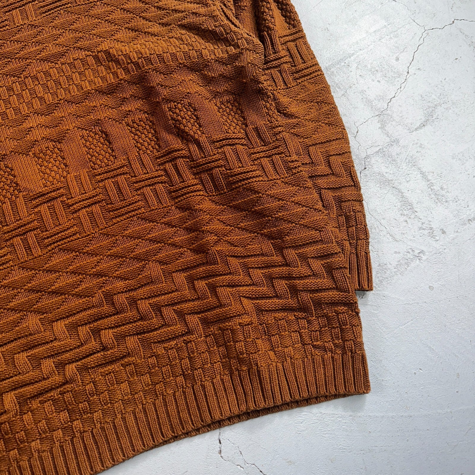 Vintage Saks Fifth Avenue Sweater 100% Cotton Mens M Brown Pullover Mock Neck