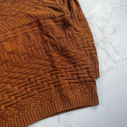 Vintage Saks Fifth Avenue Sweater 100% Cotton Mens M Brown Pullover Mock Neck