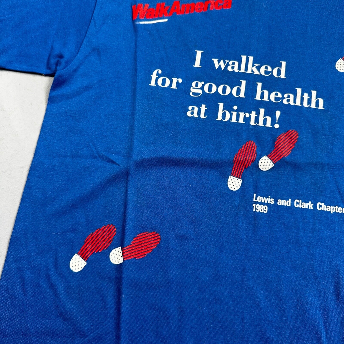 March Dimes Foot Print 80s VTG T Shirt 1989 Portland Oregon PDX Birth Baby Fun