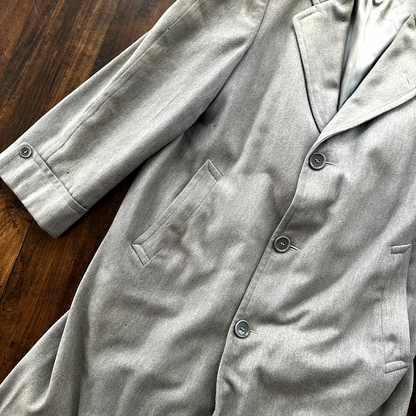 VTG 30s 40s Cravenette Gray Wool Long Trench Coat Sz 40 Long Pennys WWII era USE