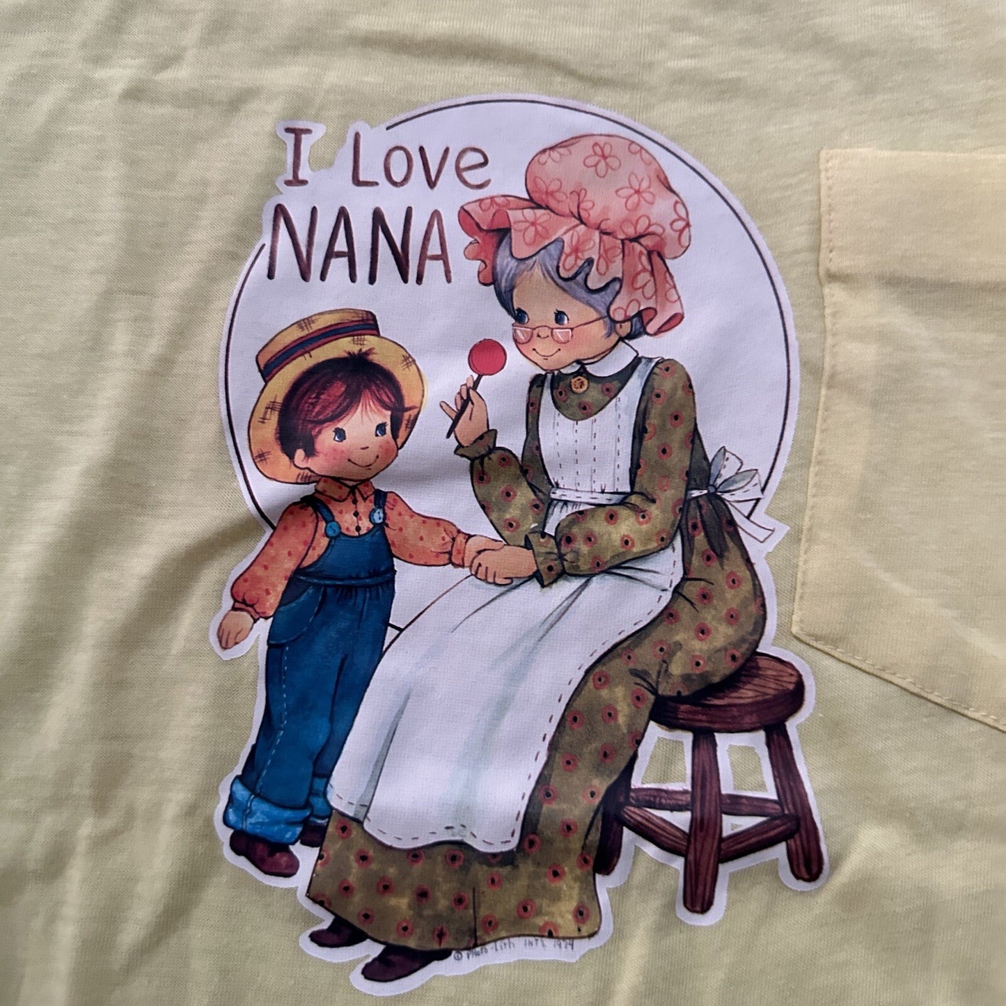 1970s I Love Nana Grandma Vintage T Shirt 70s Iron On Transfer Small 80s Cute