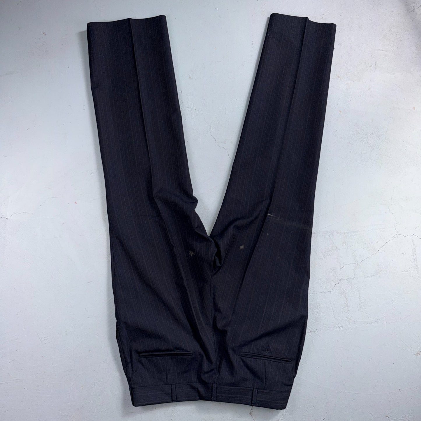 VTG Mens 2 PC Suit 42 Jacket Coat Pants Blue Striped USA Golden Lancer 80s Wool