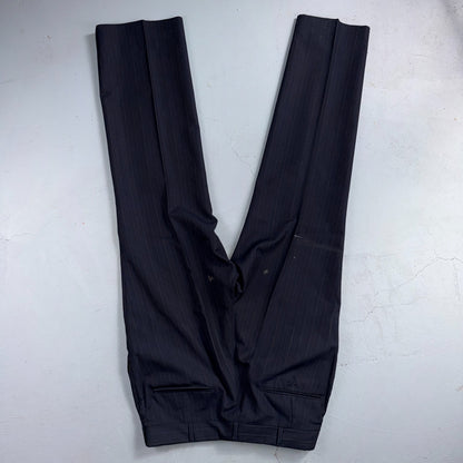 VTG Mens 2 PC Suit 42 Jacket Coat Pants Blue Striped USA Golden Lancer 80s Wool