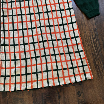 Silverworm Vintage Rockabilly Orange Green Dress Sweater 1960s 60s Checker