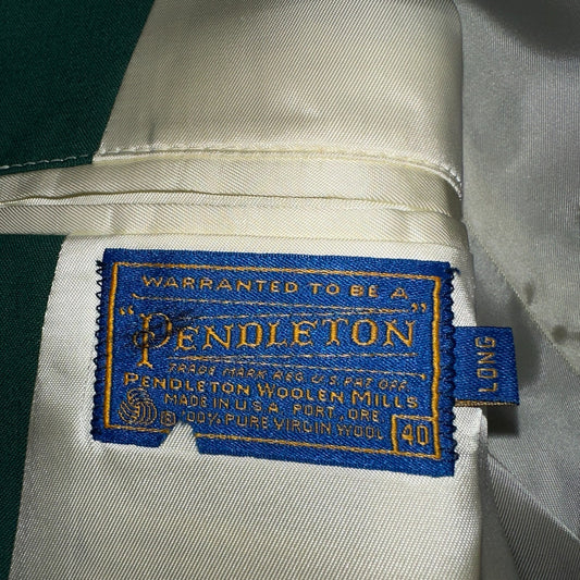40L VTG Pendleton Mens Blazer Sport Coat Two Gold Button Jacket Green Suit Wool