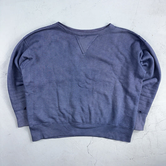 VTG Double V Sweatshirt 40s 50s 1940s Faded Blue Crewneck Boxy Rockabilly 1950s