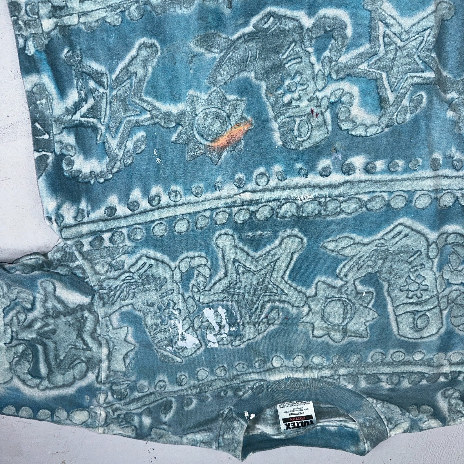Tultex Tie Dye VTG T Shirt Medium Punk Rock Grunge Thrashed Paint Stained