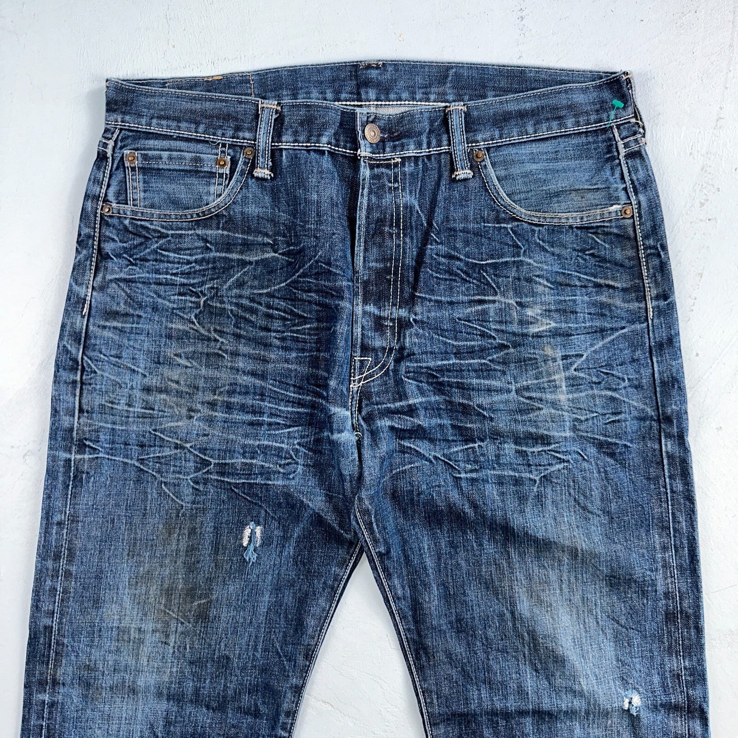 Levis 501 Y2K XX Straight Leg Jeans Blue VTG Whiskers Wash 36x32 Act 36x30