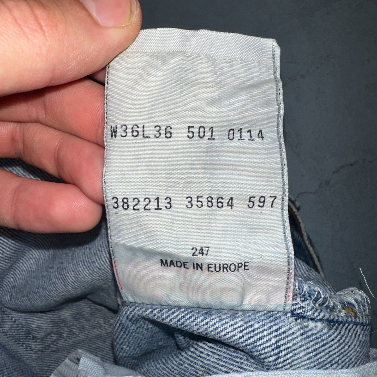 Levis 501 Vintage 90s Europe Straight Leg Jeans Blue Light Wash 36x36 Act 34x29