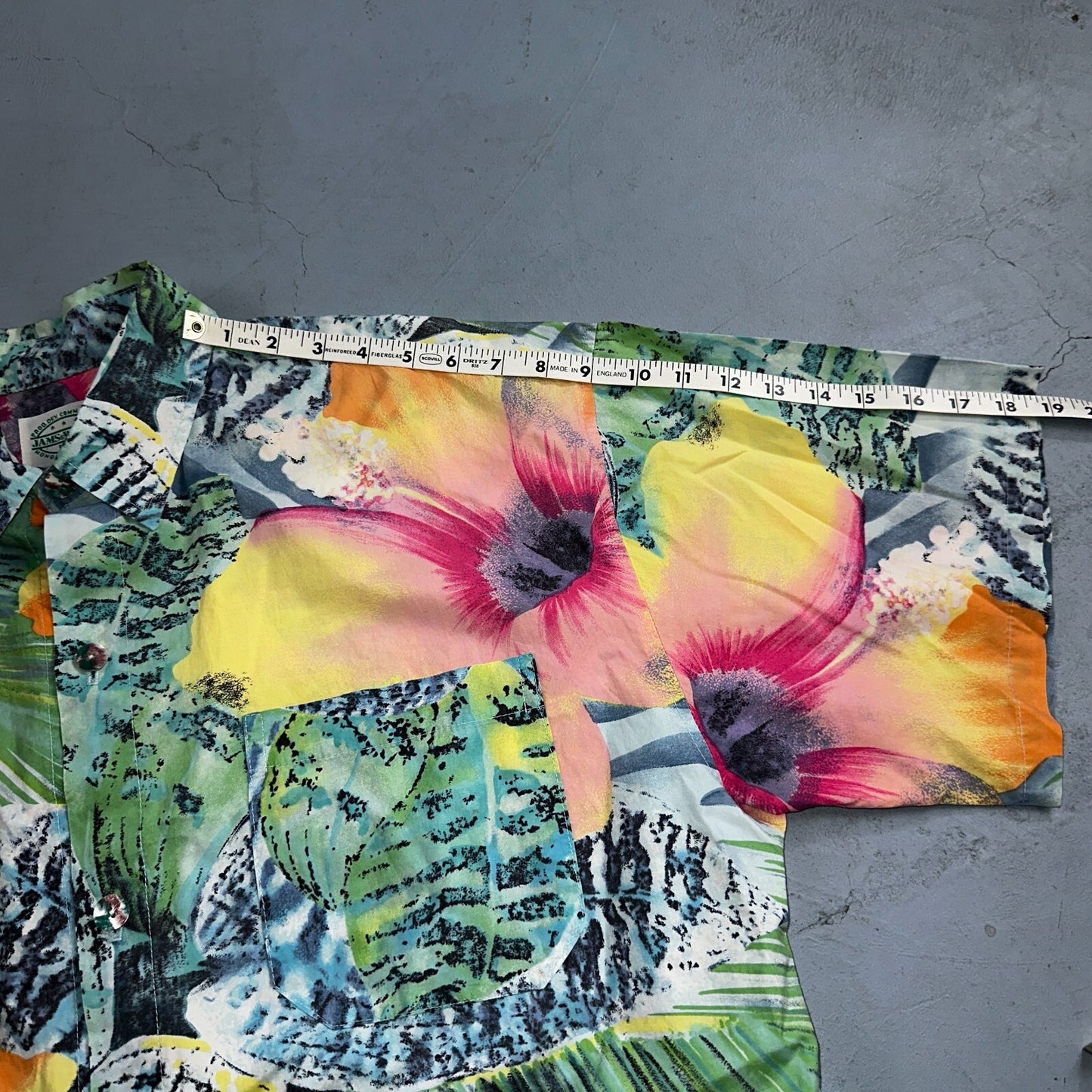 Vintage Jams World Tropicana Floral Men's Hawaiian Button Large Shirt USA Made