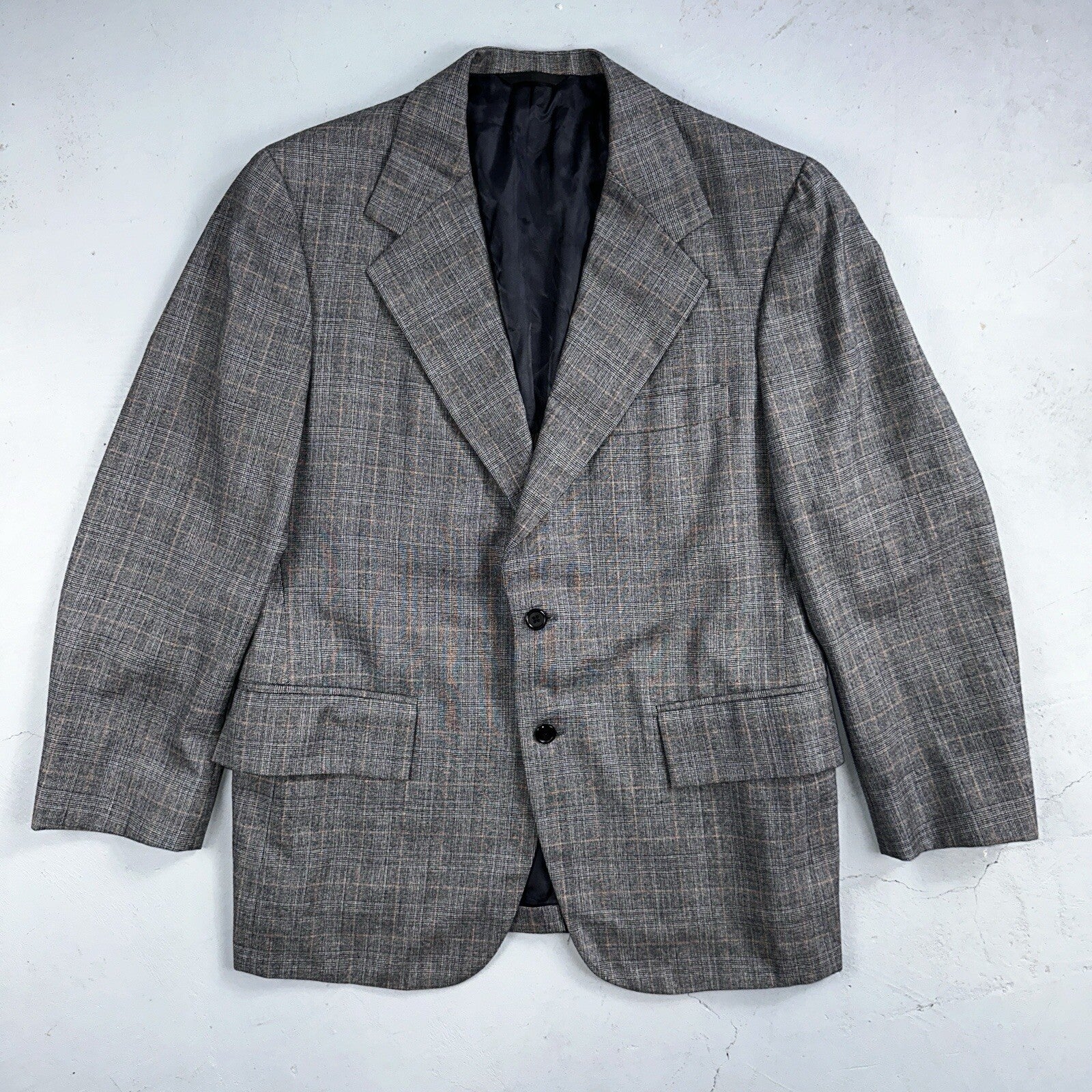 VTG Mens 3 PC Suit 42 Jacket Coat Pants Vest Plaid Rockabilly 70s 1970s Brown