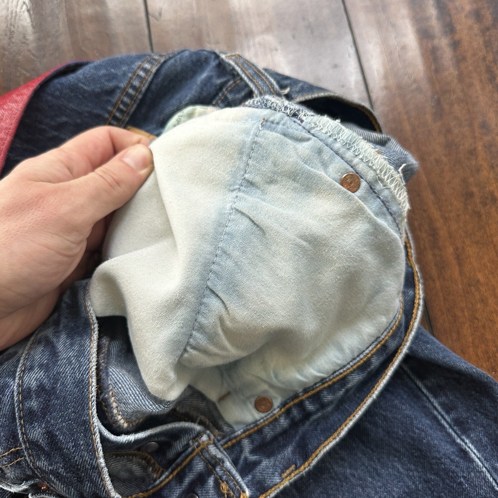 Vintage 90s Levis 501 29x34 USA Blue Denim Jeans Act 27x29 Med Wash Custom Bee