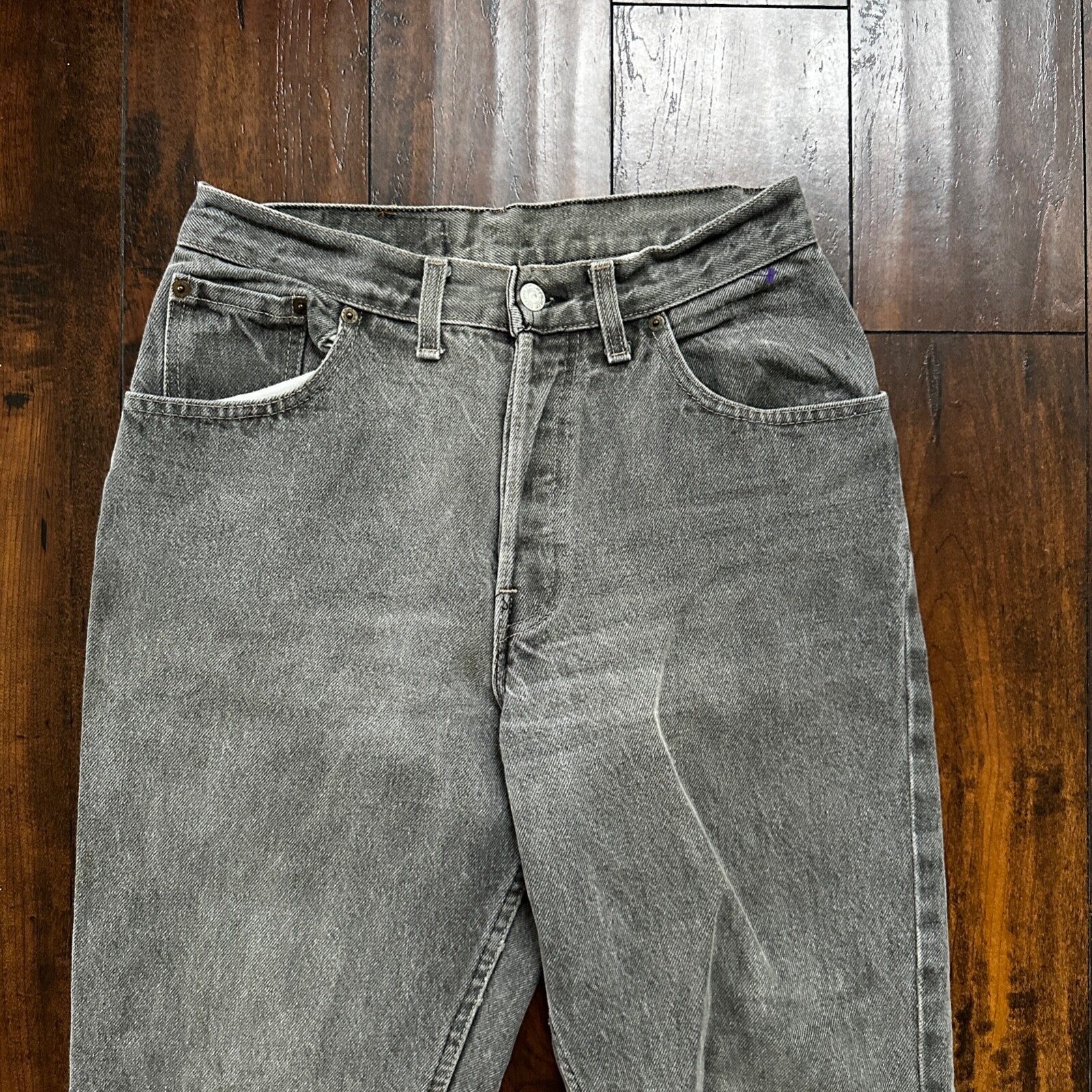 VTG 90s Levis 501 Button Fly 27x30 USA Tag Jeans Straight Wash Grey XX Act Faded