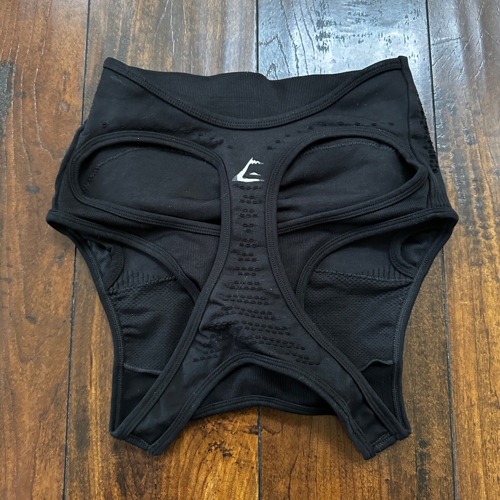 GYMSHARK Flawless S Women Sport Bra Black Stretch Padded Knit Gym Activewear