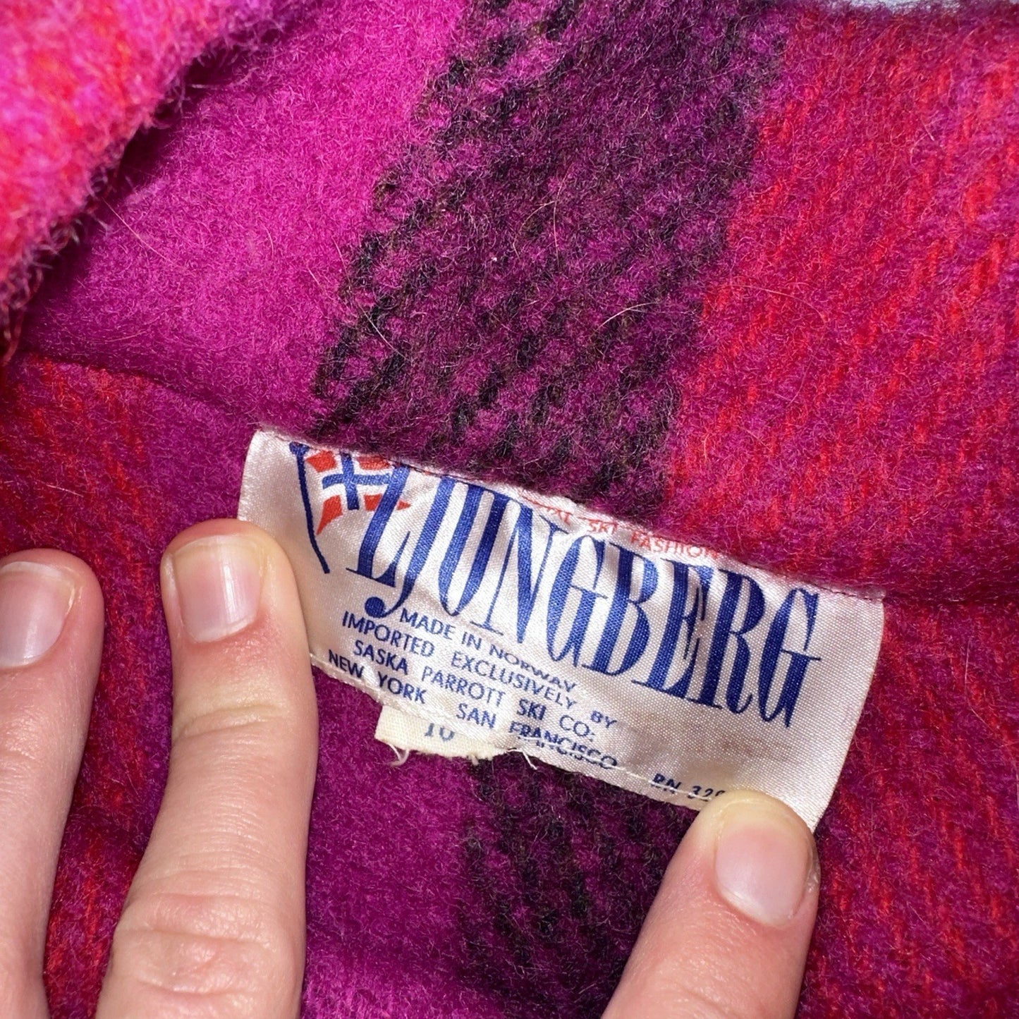 Ljungberg For Kjell Of Norway Womens Pink Striped Wool Vest Rockabilly VTG 60s