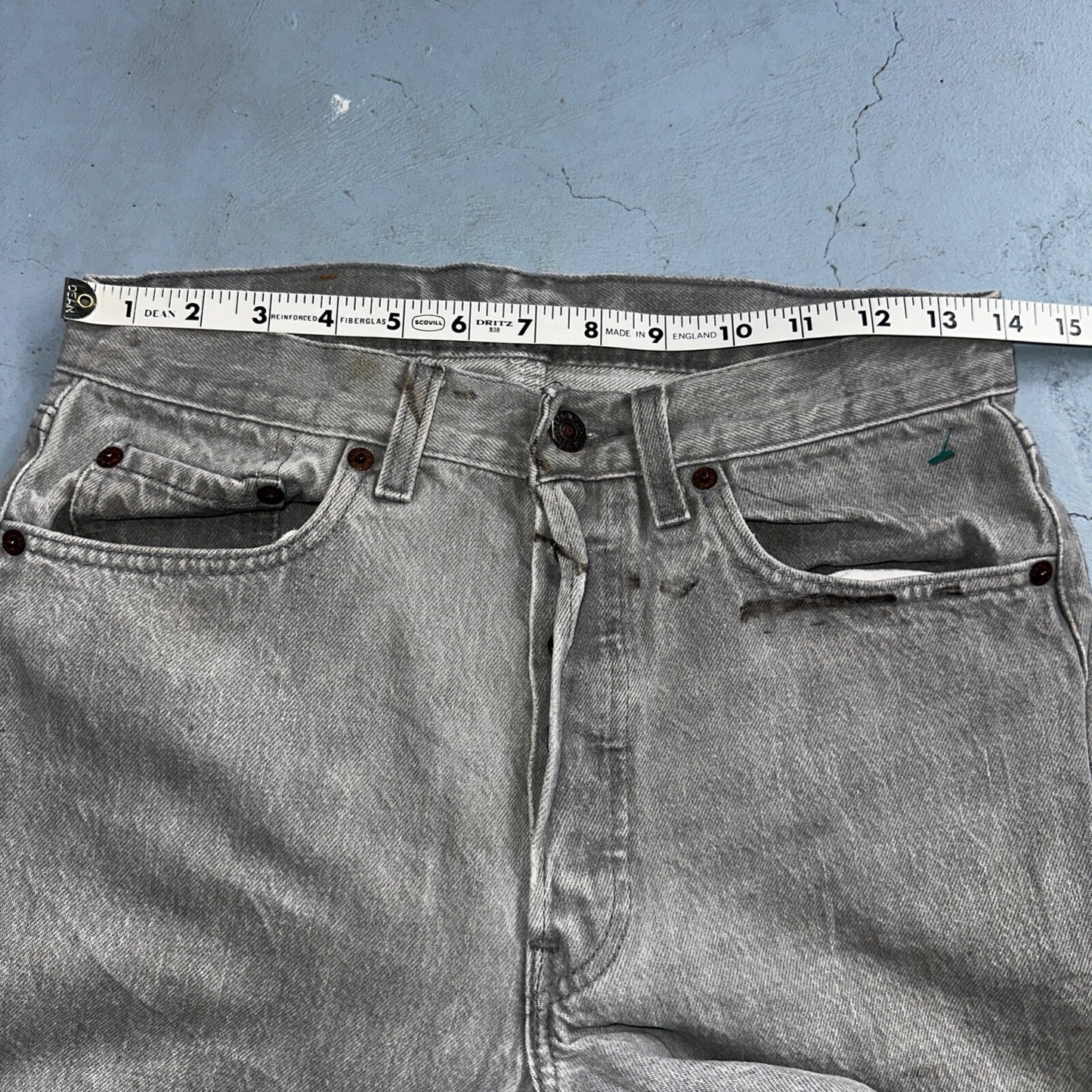 Levis 501 Vintage 90s USA XX Straight Leg Jeans Gray Med Wash 30x36 Act 28x34