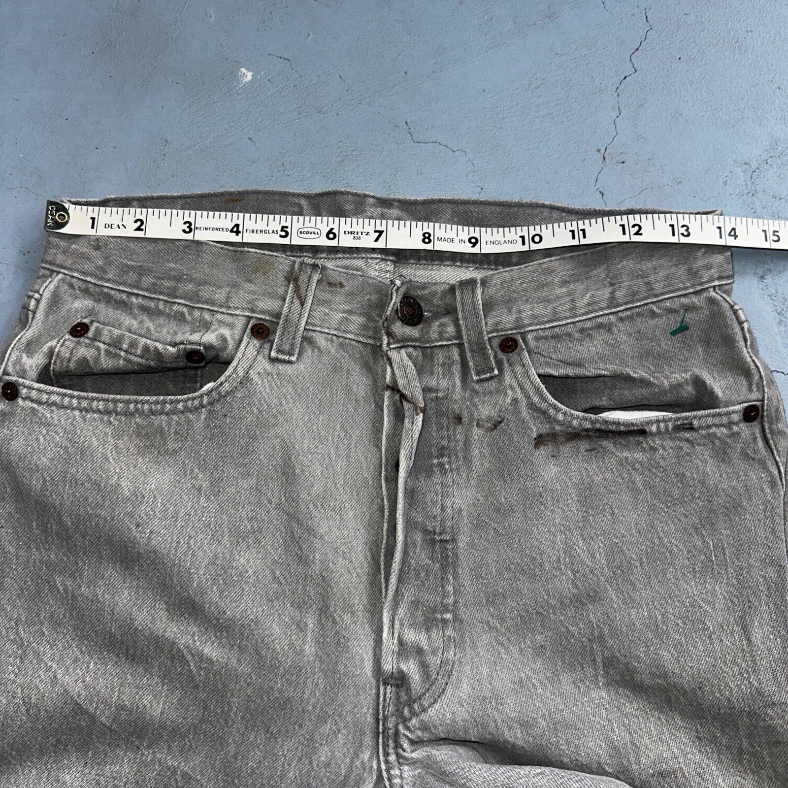 Levis 501 Vintage 90s USA XX Straight Leg Jeans Gray Med Wash 30x36 Act 28x34