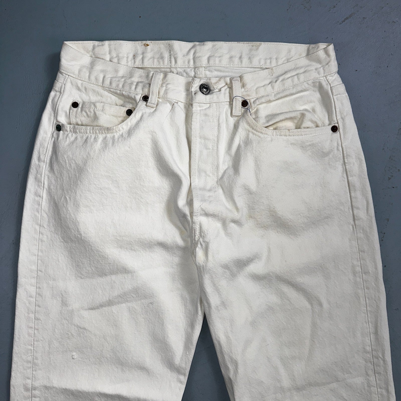 Levis 501 Vintage 80s USA XX Straight Leg Jeans White Light Wash 34x32 Act 31x31