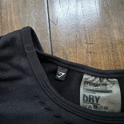 GYMSHARK Flawless S Women Sport Bra Black Stretch Padded Knit Gym Activewear